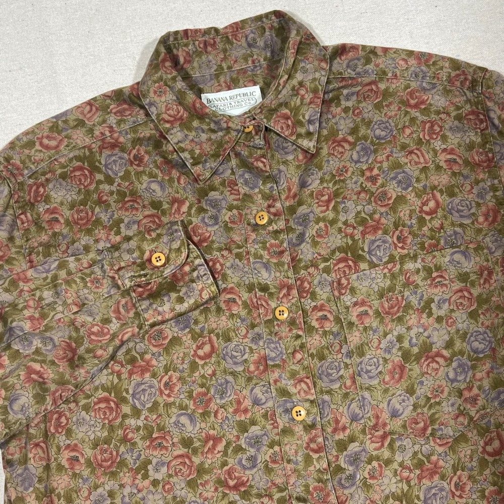 Vintage Banana Republic Safari & Travel Co.  Floral Button Down Shirt Women's XS